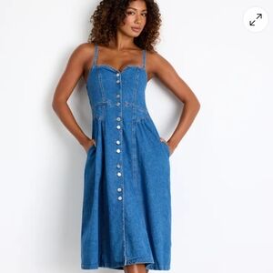 Lulu's Blue Denim Button-Down Dress